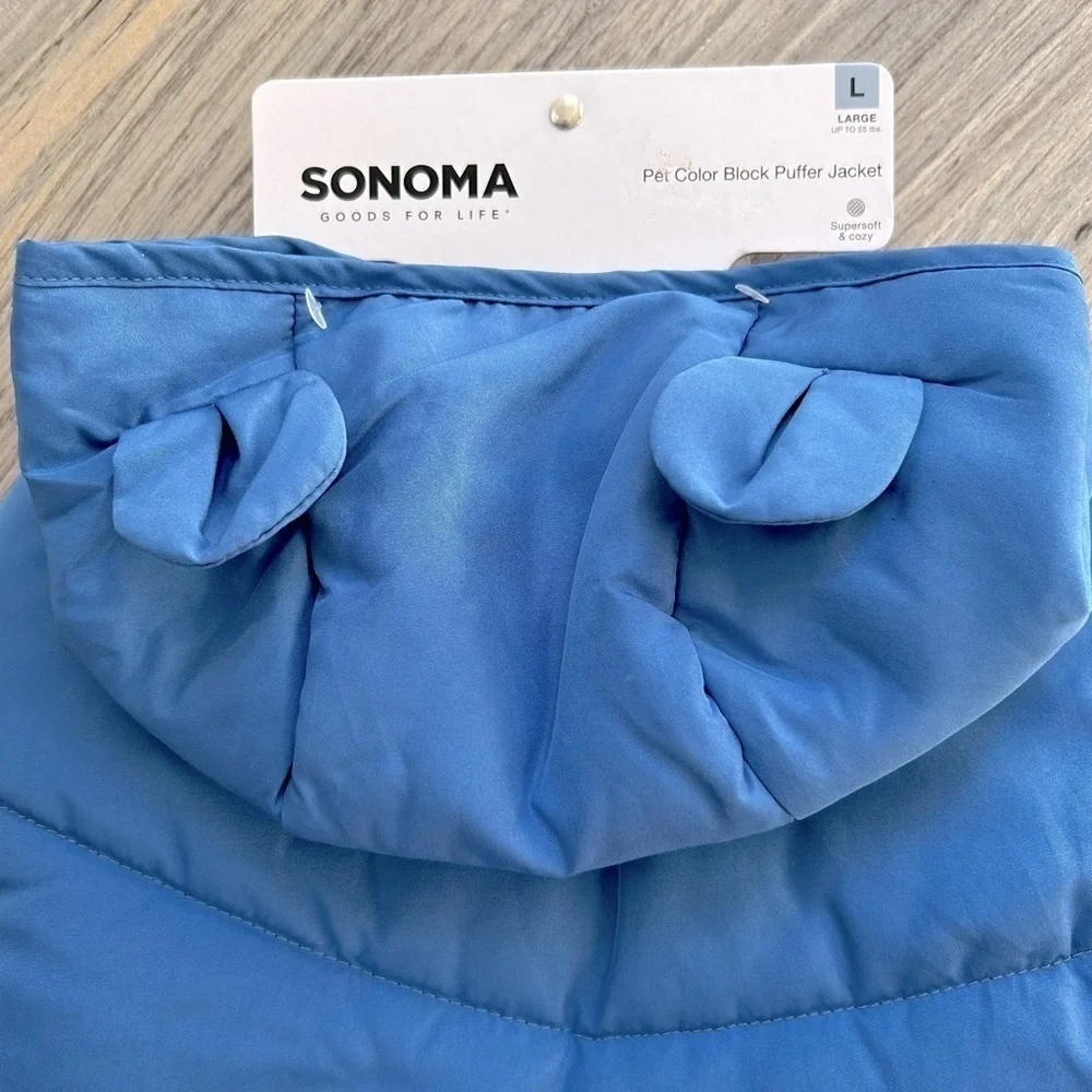 Sonoma Large Color Block Puffer Jacket with Hood for Dogs